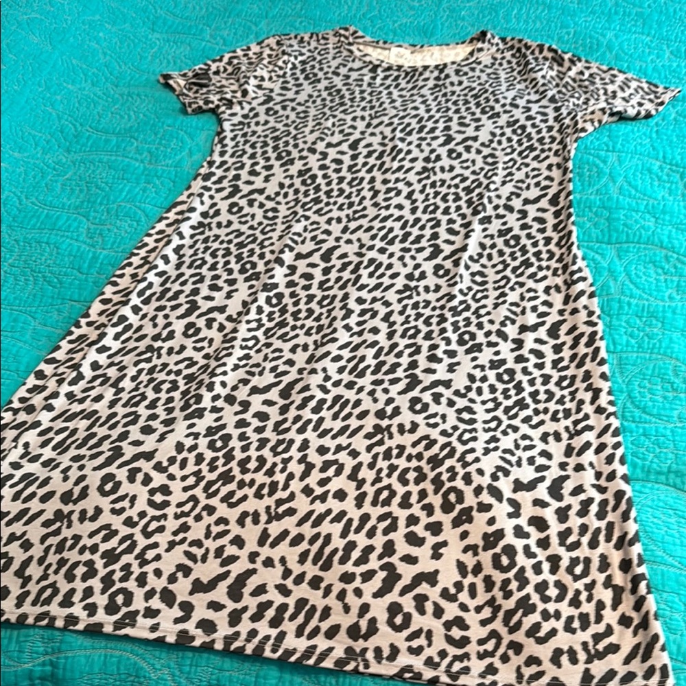 The Zig Zag Stripe Leopard Print T-Shirt Dress